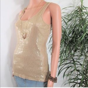 Express gold sparkle sequins layering too tank